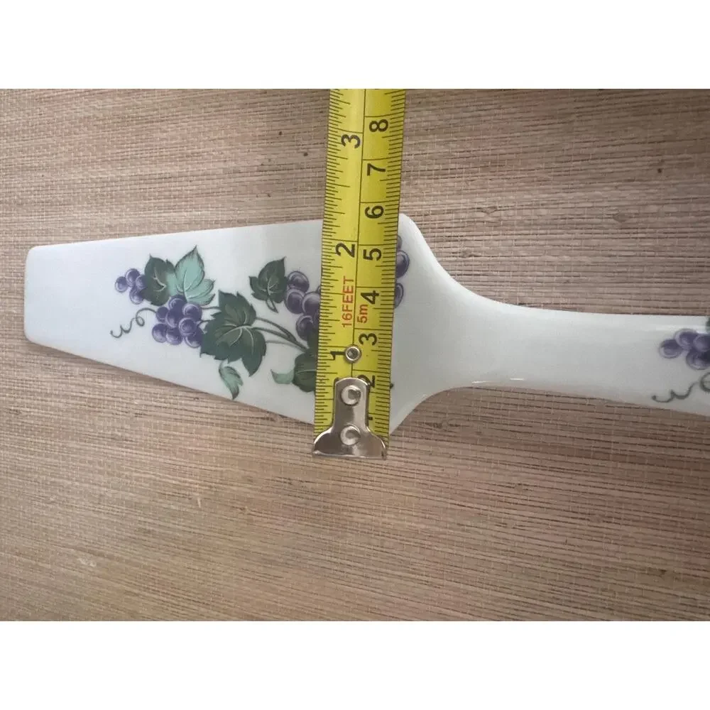 Vintage Andrea by Sadek Porcelain Cake Pie Server - Purple Grapes Pattern - 10